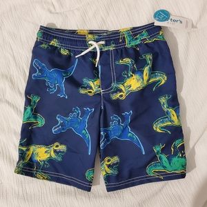 NWT Boys Swim Trunks Blue with Print - 7